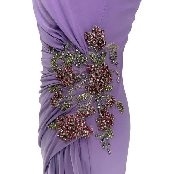 NWT Ieena for Mac Duggal 2227 Lilac Lavender One-Shoulder‎ Beaded Gown Sz 2 - Image 6