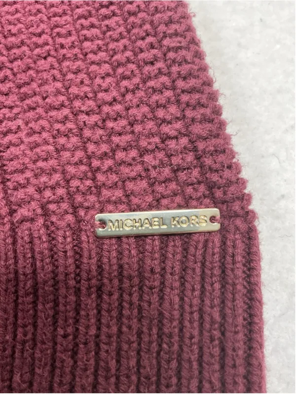 Womans Excellent Michael Kors Pullover Cable Knit Sweater Large Maroon - Image 4