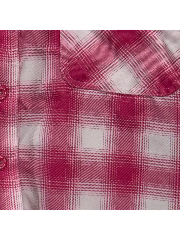 Dixxon The Valentine Women’s M Pink Plaid Cropped Flannel - Image 5