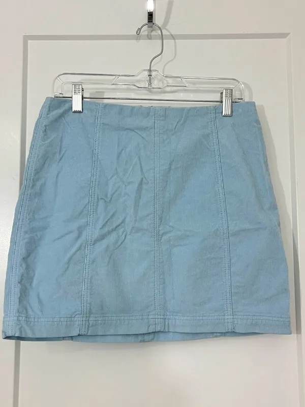 Free People Size 12 Sky Blue Corduroy Modern Femme Mini Skirt - Image 3