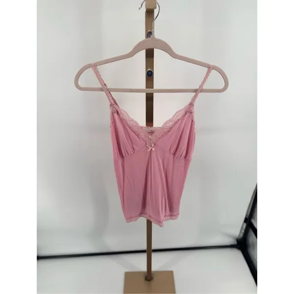 Vintage Victoria’s Secret Angel Pink Lace Cami Tank Top Y2K Spaghetti Strap M - Image 11