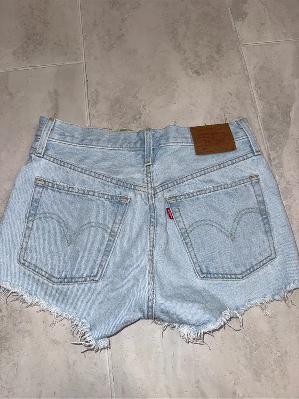 Levi's Light Blue Distressed 501 original Jean Shorts size 25 - Image 8
