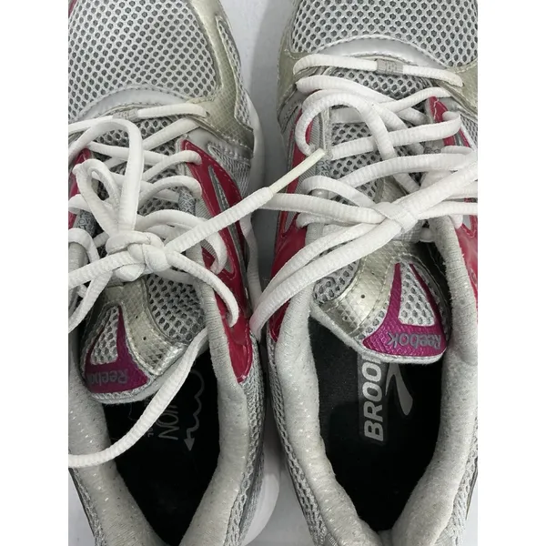 Reebok Womans Cushion Neutral Size 9.5 Gray Pink Lace Up Running Sneakers - Image 5