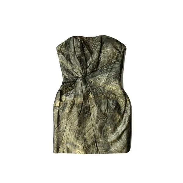 COPY - NWT Haute Hippie Metallic Gold & Black Twist Front Strapless Mini Dress … - Image 6