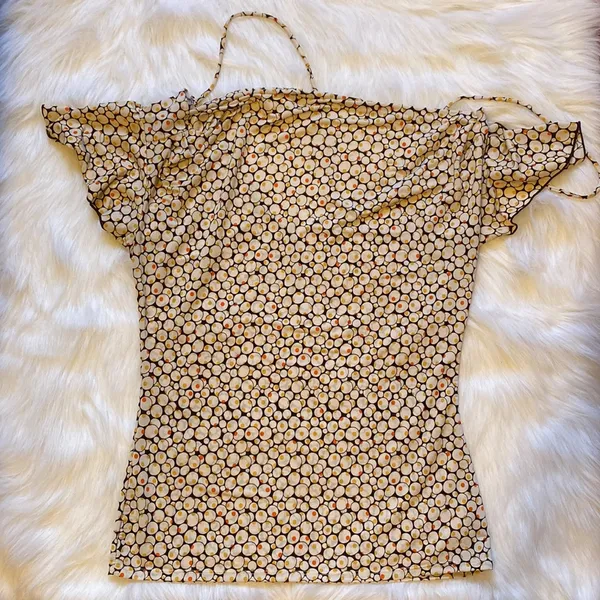 Polka Dot Blouse Tan - Image 4