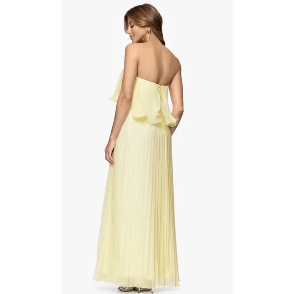 Betsy & Adam Women's Pleated Strapless Gown Lemon size 4 Pleated dress Flouncy - Image 4