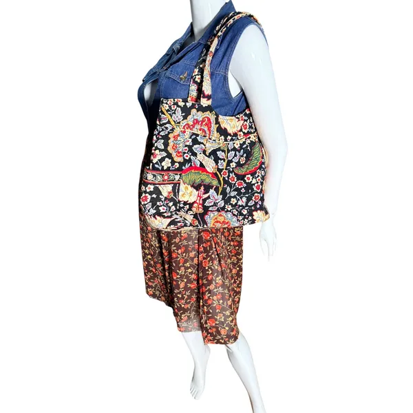 Vera Bradley Versailles Carry Me Away Tote Bag Quilted Floral Black Large 18.5" - Image 2