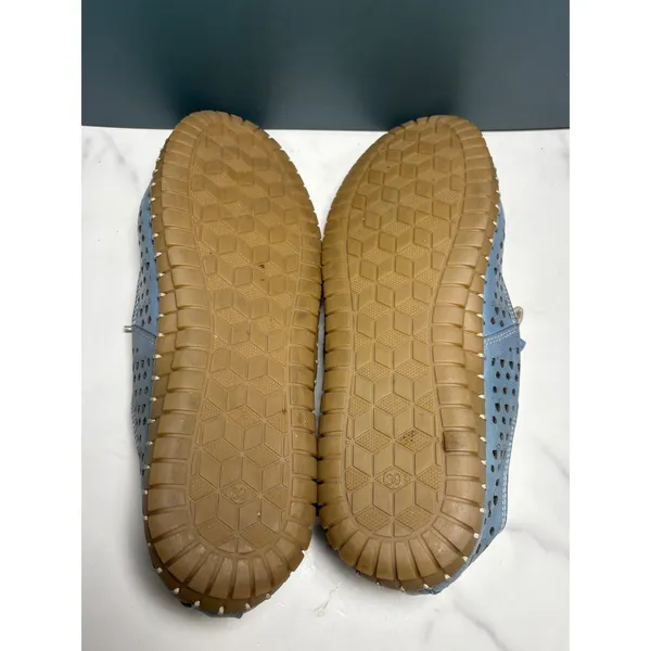 Spring Step Frieda Blue Leather Perforated Flower Loafers Flats Size 39 - Image 6