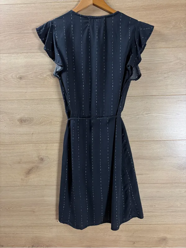 Anthropologie Black Mini Wrap Dress XS - Image 8
