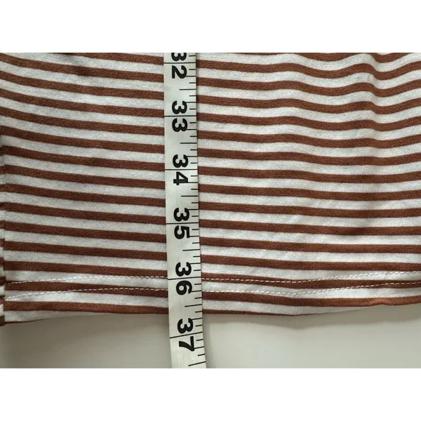 MEROKEETY Striped Sheath T-Shirt Dress M • Brown White • Tie Waist • Summer • NW - Image 8