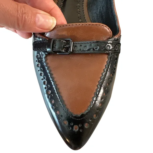 Tory Burch Darlene Two-Tone‎ Wingtip Pointed Toe Leather Flats 8.5 - Image 10