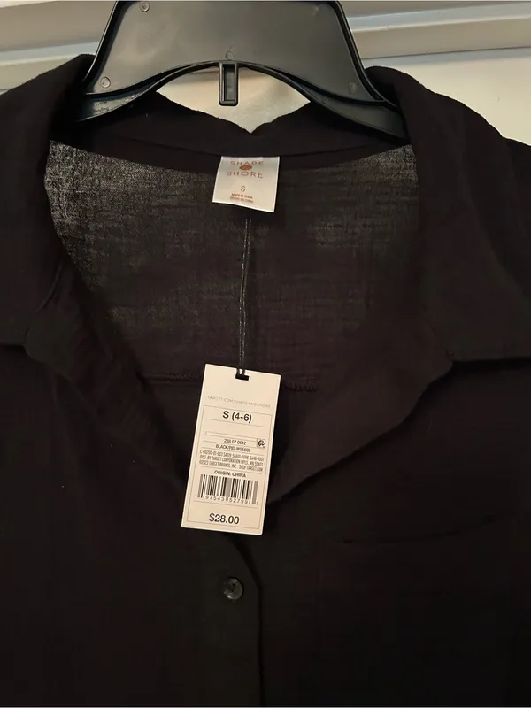 Shade & Shore Black Button Down Front Gauze Cover-Up Shirtdress - Image 3