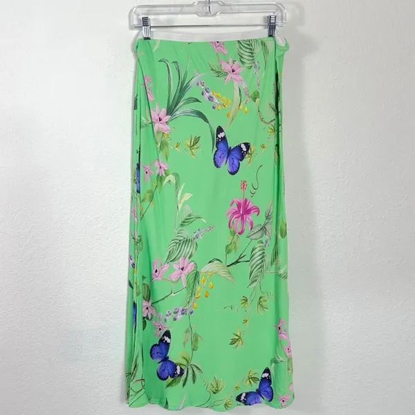 Anthropologie The Tilda Midi Slip Skirt Floral Butterfly Print Y2K 90s Medium - Image 7