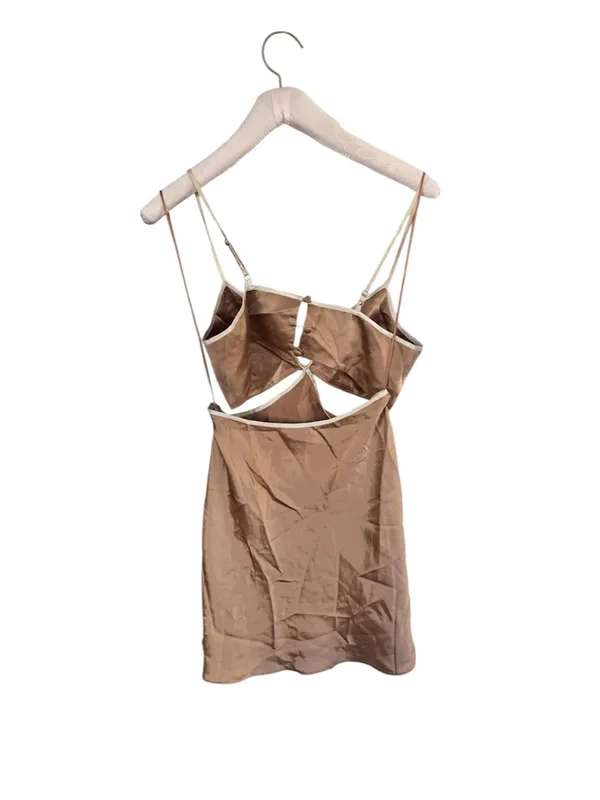 Reformation Mini Dress in Poppies Silk in Croissant Light Brown ****ALTERED***** - Image 6