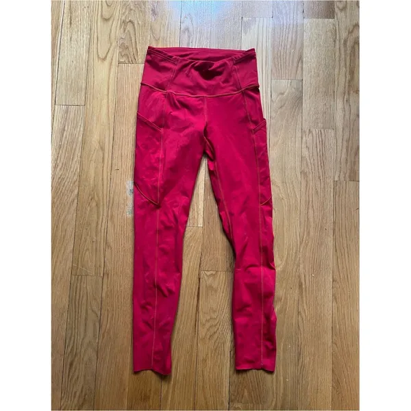 Lululemon Fast & Free 7/8 Tight Dark Red High Rise 25” Inseam Nulux Fabric Sz 4 - Image 6