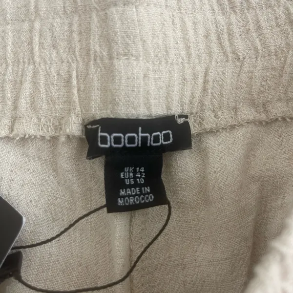 Nwt Boohoo Linen Mix Relaxed Fit Wide Leg Trousers Us10 - Image 8