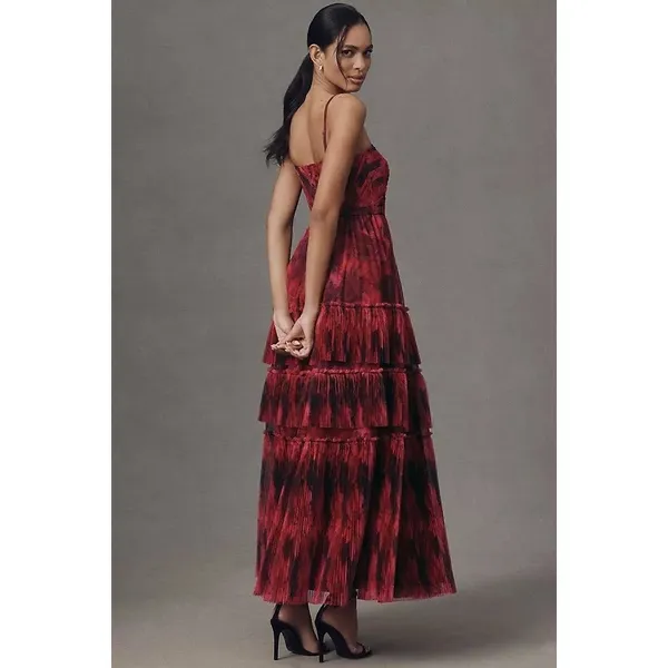 Hutch Madelina Pleated Tulle Tiered Maxi Dress Size 6 $398 NWT - Image 2