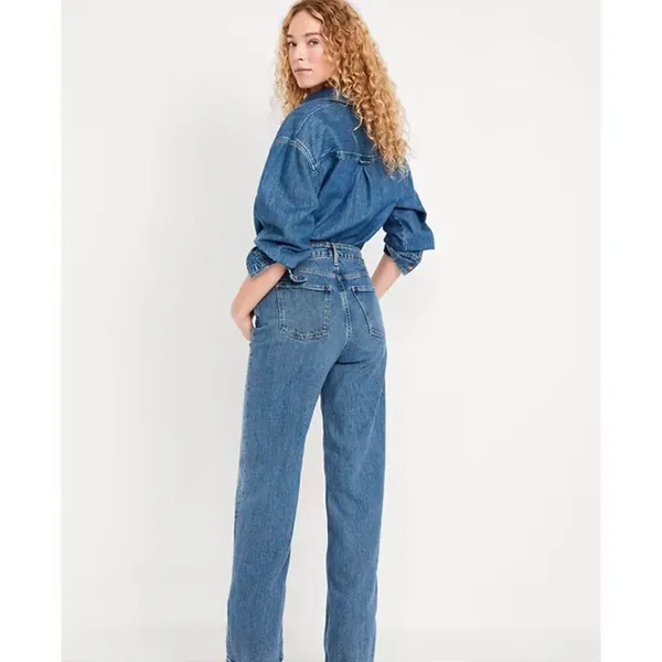 Womens Old Navy Extra High Waisted Stonewash Wide Leg Jeans in Maren - Sz 16 - Image 3