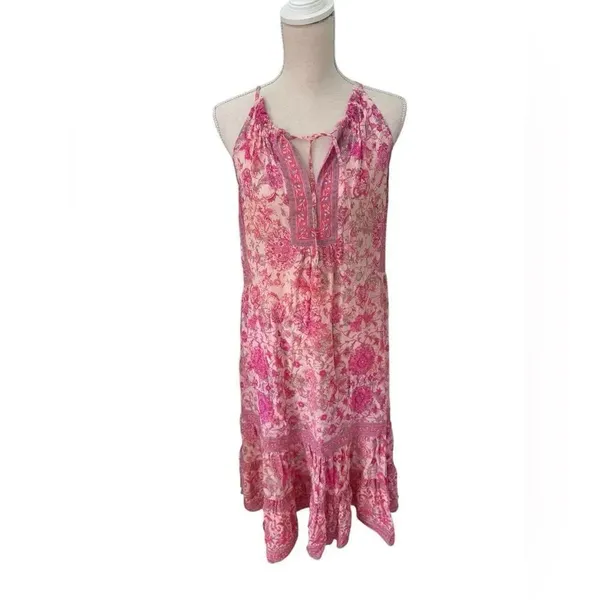 Rebecca Taylor Dreamweaver Print Silk Midi Dress Pink 8 - Image 3