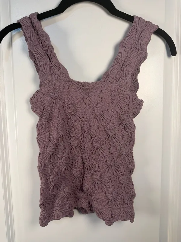 Altar'd State Intimates Mauve Crinkle Textured Smocked Tank Top - Image 4