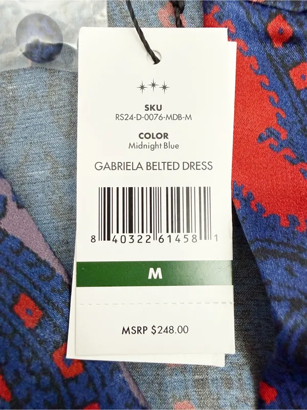 Hermoza Gabriela Printed Satin Belted Dress Midnight Blue Red - Image 12