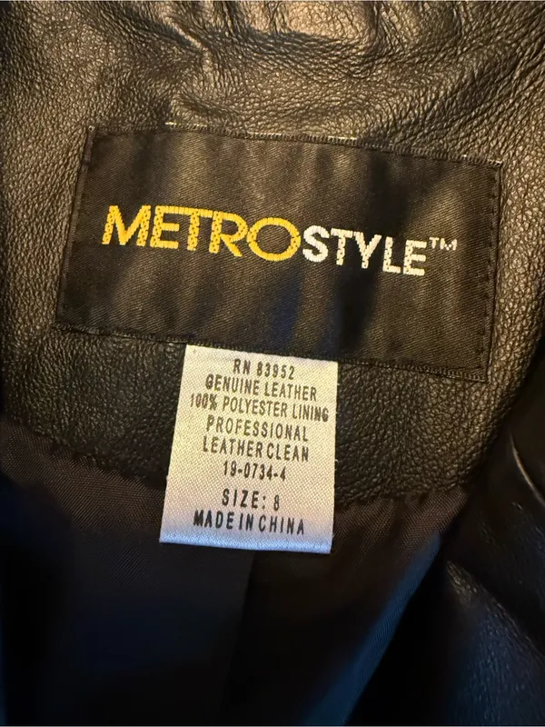 METROSTYLE Womens Genuine Leather Black Blazer Lined Pockets Notch Lapel 8 - Image 5