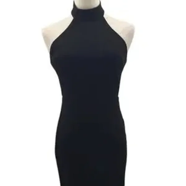 NWT Lulus Elegant Grace Sleeveless Tiered Halter High-Low Maxi Dress L Black - Image 3