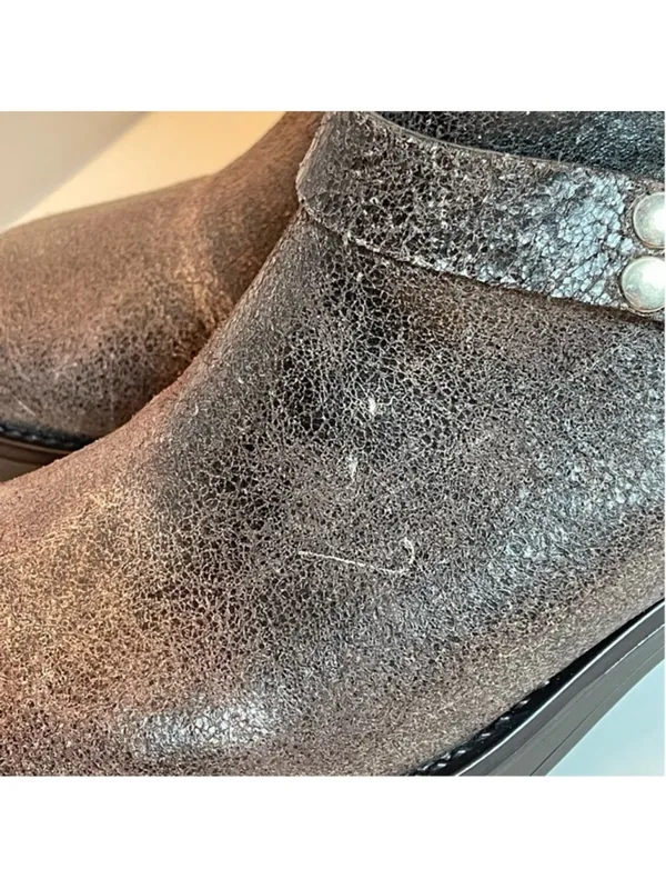 Steve Madden Brixton Brown Distressed Leather Faux Fur Mid-Calf Moto Boots 8 - Image 7