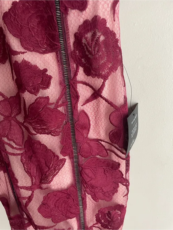 Lulus Alluring Dream Burgundy Floral Mesh Lace Trumpet Midi Dress - Image 7