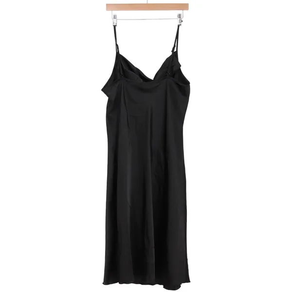 bebe Slip Dress Womens XL Black Cowl Neck Satin Midi Adjustable Straps Excellent - Image 5