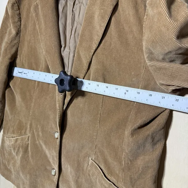 L.L.Bean‎ Women's Corduroy Blazer Jacket Tan Brown Stretch Casual Size 18 Petite - Image 4