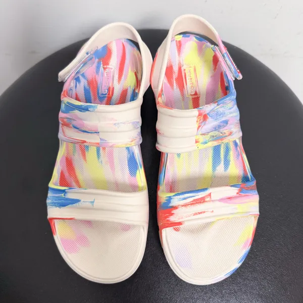 Hunter Ivory Multicolor Bloom Algae Swirl Marble Platform Sandals UK 6 US 8 - Image 6