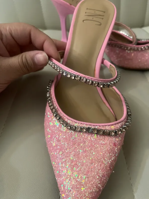 International Concepts Sparkly Pink Pointy Heels Rhinestones Barbie birthday heels Valentine’s Day shabby chic - Image 5