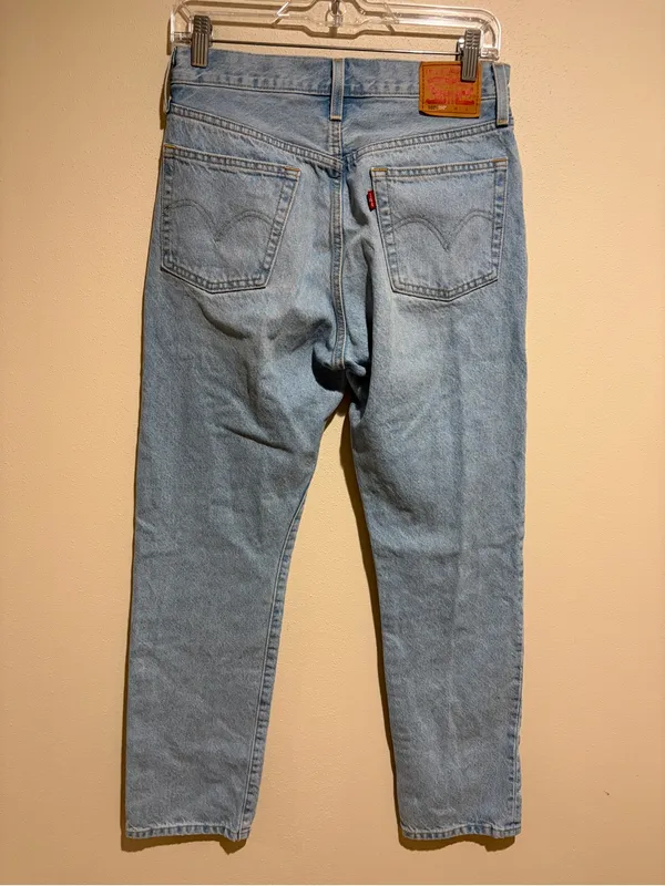 Levi’s 501 Anniversary Straight Leg Light Wash Floral Patchwork Denim Jeans 27 - Image 10