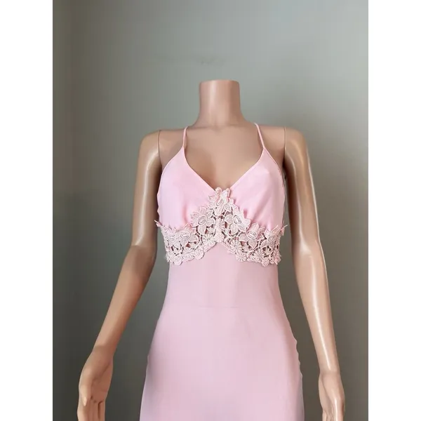 D'ELEGANCE LINGERIE Slip PINK SPAGETTI MEDIUM MAXI FLORAL LACE LIGHTWEIGHT#95 - Image 10