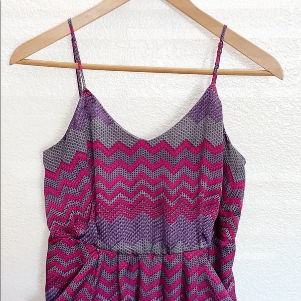 Collective Concepts Chevron Purple Pink & Grey Tank Dress - Image 2