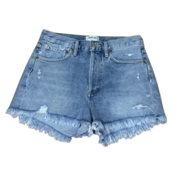 Agolde Parker Denim Shorts Size 25 Blue Distressed Frayed Cutoff High Rise - Image 2