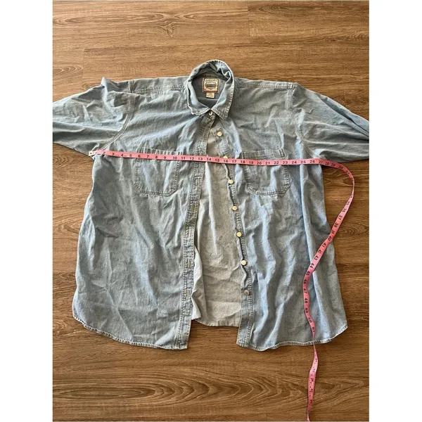 Vintage St Johns Bay Button Up Shirt Womens 24W Light Blue Denim Chambray Y2K - Image 12
