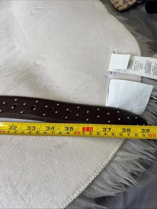 J.Crew Women's Wide belt in studded Italian leather Sz S $98 Milan Brown - Image 6