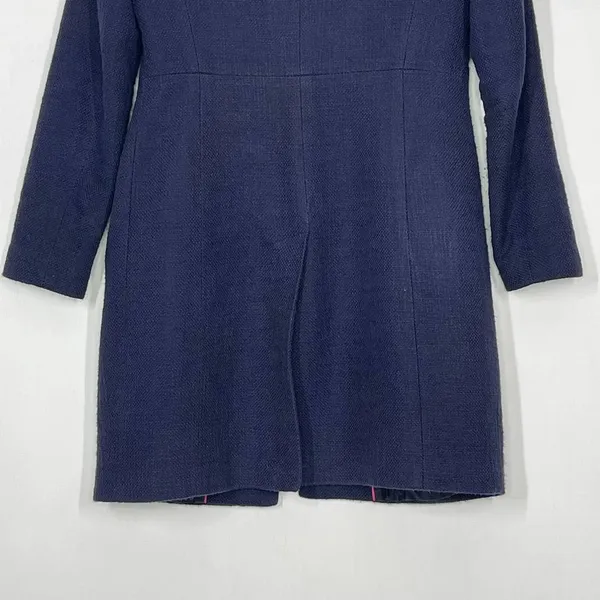 Banana Republic‎ Navy Coarse Cotton Weave Button Front Overcoat Women's XS - Image 6