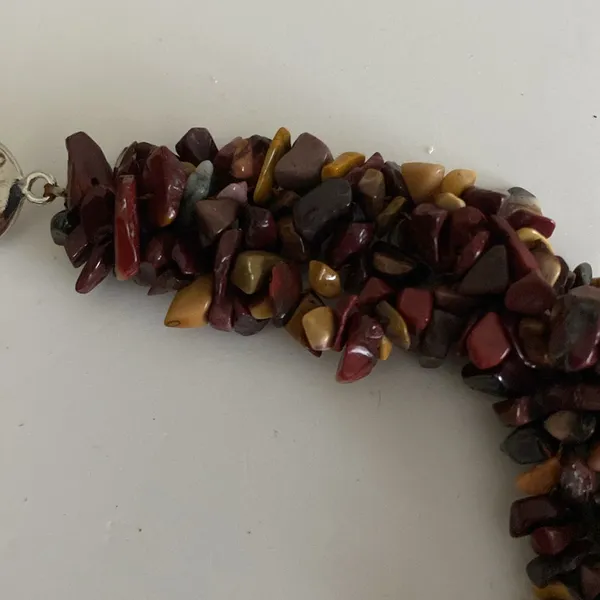 Agate Jasper collar necklace Multicolor natural stone nugget beaded cluster EUC - Image 9