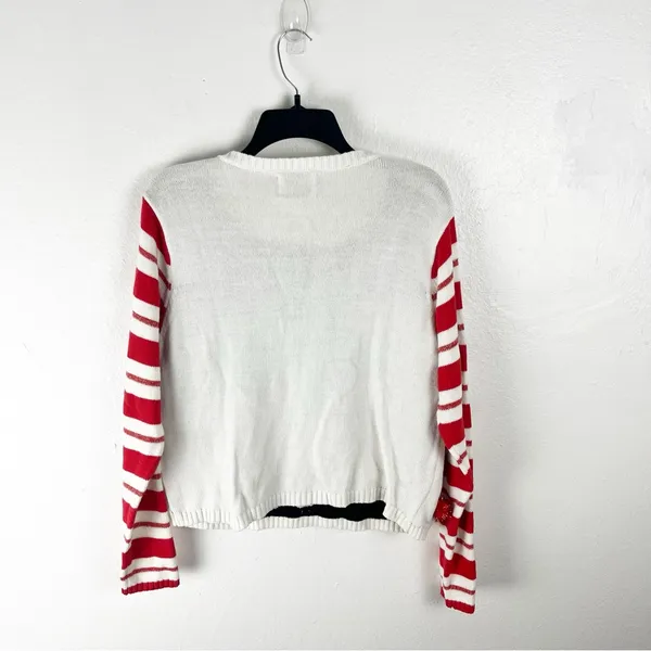 SPENCER’S White Graphic Print Long Sleeves Ugly Christmas Sweater, Size Large - Image 2
