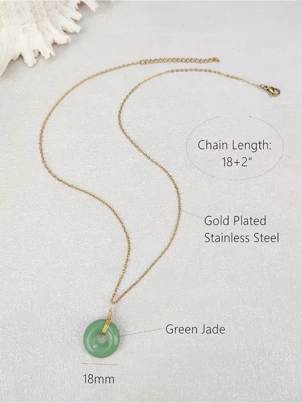 Green Jade Spiral Pendant Necklace - Women Jewelry - Image 2