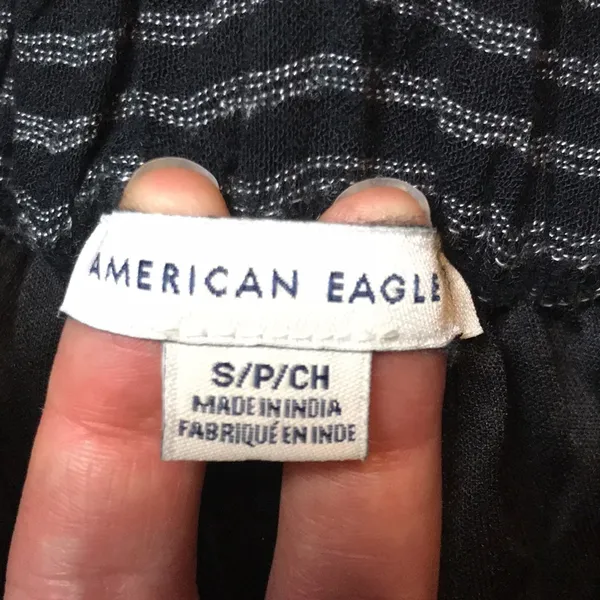 American Eagle Women’s Striped Black White Tie High Waist Rolled Hem Pants - Image 8