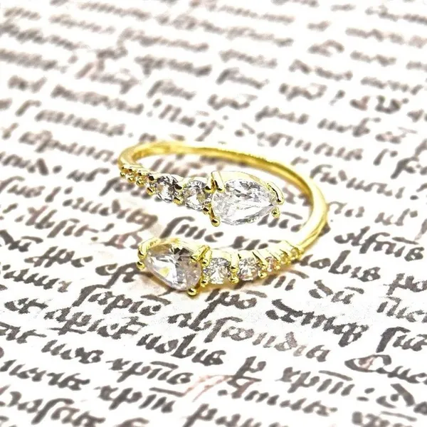 Gold Crystal Bypass Ring - Image 4