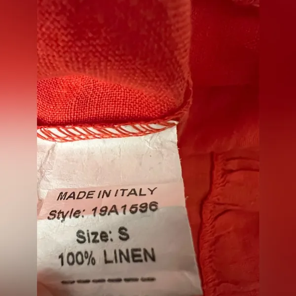 Francesca Bettini Italy women red linen tiered shirt sleeve dress S - Image 4