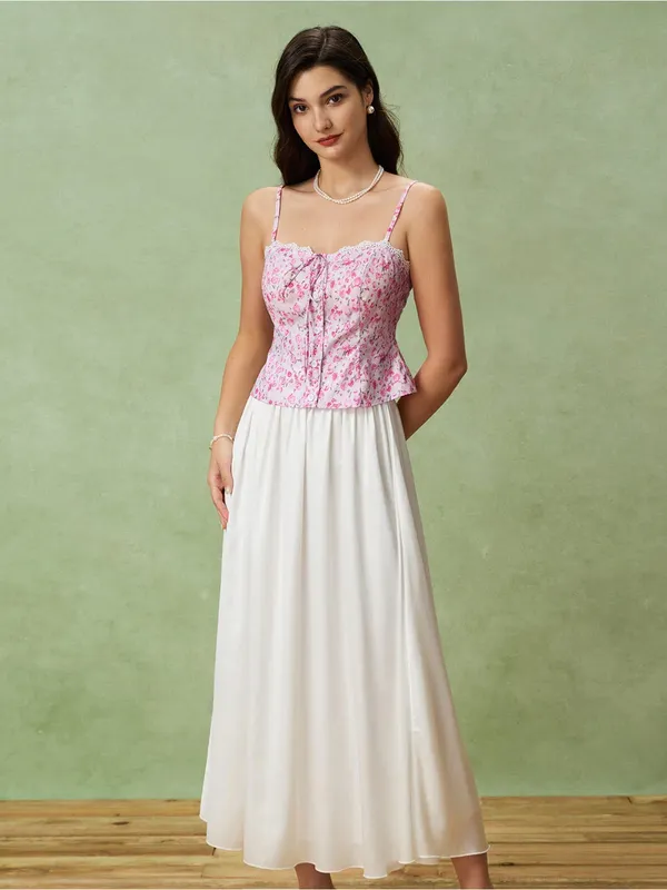 Rihoas Pink Floral Sweetheart Neck Cami Top - Image 4