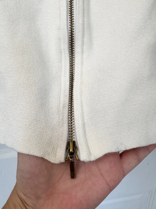 Abercrombie & Fitch White Zip Up Long Sleeve Shirt - Image 6