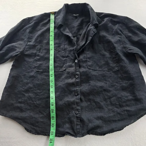 Madewell -534 Resort Long-Sleeve Shirt Black 100%‎ Ramie Size Medium - Image 12
