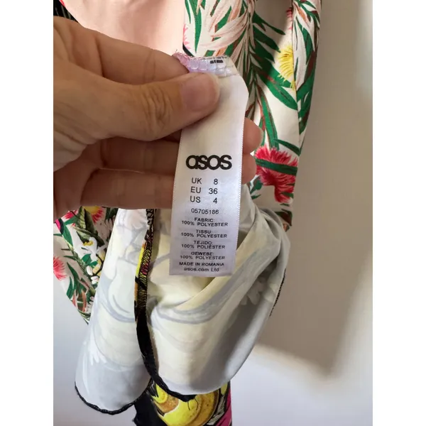 Asos Tropical Fruit Spagetti Strap Side Slit Midi Dress Pink Size 4 - Image 6